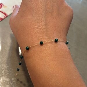 14K Elegant Gold Bracelet with Green Accents